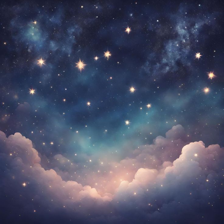 the night sky is filled with stars and clouds