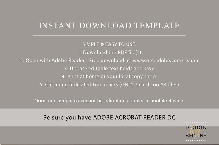 an adobe document with the text instant readable template on it, and instructions for how to