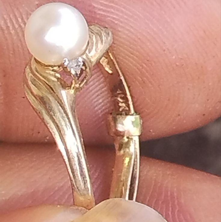 10k Gold Ring For Women Size 5 In A Half 10k Gold Ring, Pearl And Diamond Ring, Pearl Diamond, 10k Gold, Womens Jewelry Rings, Gold Rings, Womens Sizes, Women Jewelry, Women Shopping