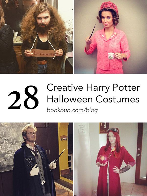 harry potter costume collage with text overlay that reads 28 creative harry potter halloween costumes