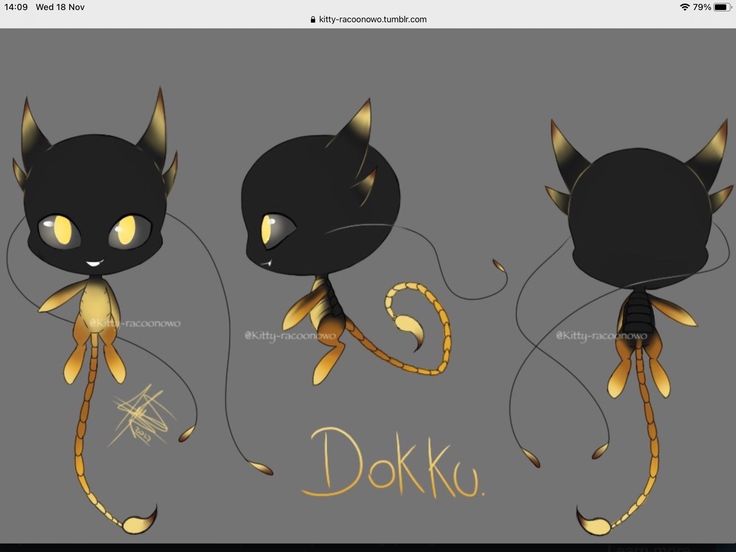 three black cats with yellow eyes and long tails, one in the shape of a cat