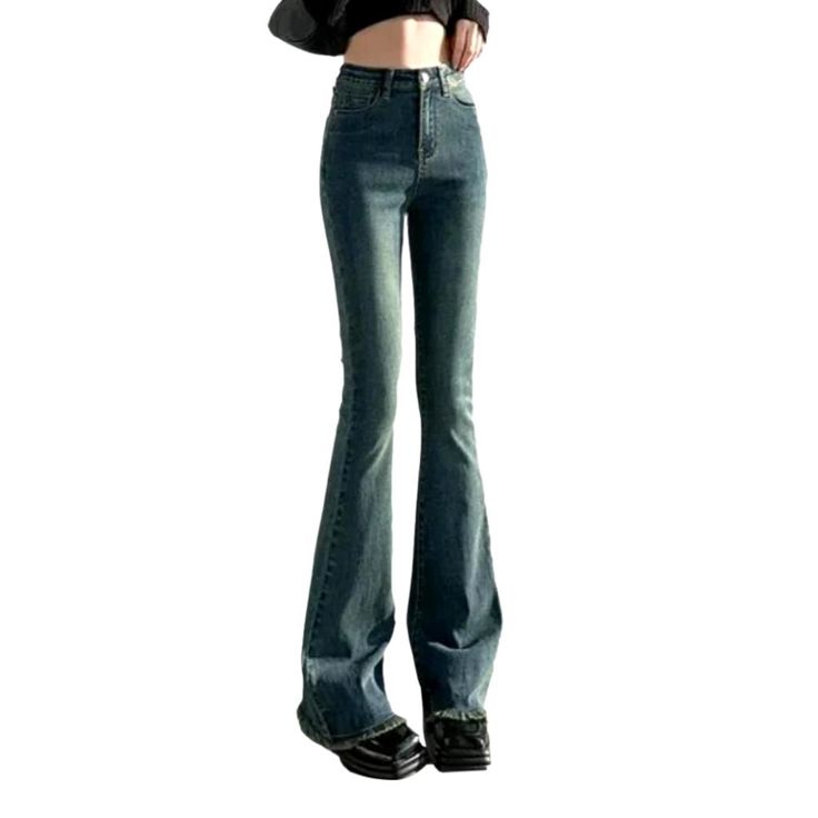 Introducing our laid-back style rock-washed jeans for women from the 2023 Autumn Collection a modern design with retro flairs that nods to the past while keeping up with today's couture trends!Why You'll Love ItPatterned with the modern-forward woman in mind. these jeans promise to bring out your inner fashionista. The quintessential elevated-waist design. combined with a zipper & button closure. ensures all-day comfort and a perfect cut. The pebble-washed finish gives it a unique texture that s Trendy Full-length Medium Wash Flares, Trendy Fitted Denim Blue Flares, Trendy Medium Wash Flares For Fall, Trendy Fall Flares In Medium Wash, Trendy Medium Wash Fall Flares, Retro High Waist Jeans For Fall, Trendy Non-stretch Medium Wash Flares, Trendy Denim Blue Full-length Flares, Trendy Denim Blue Full Length Flares