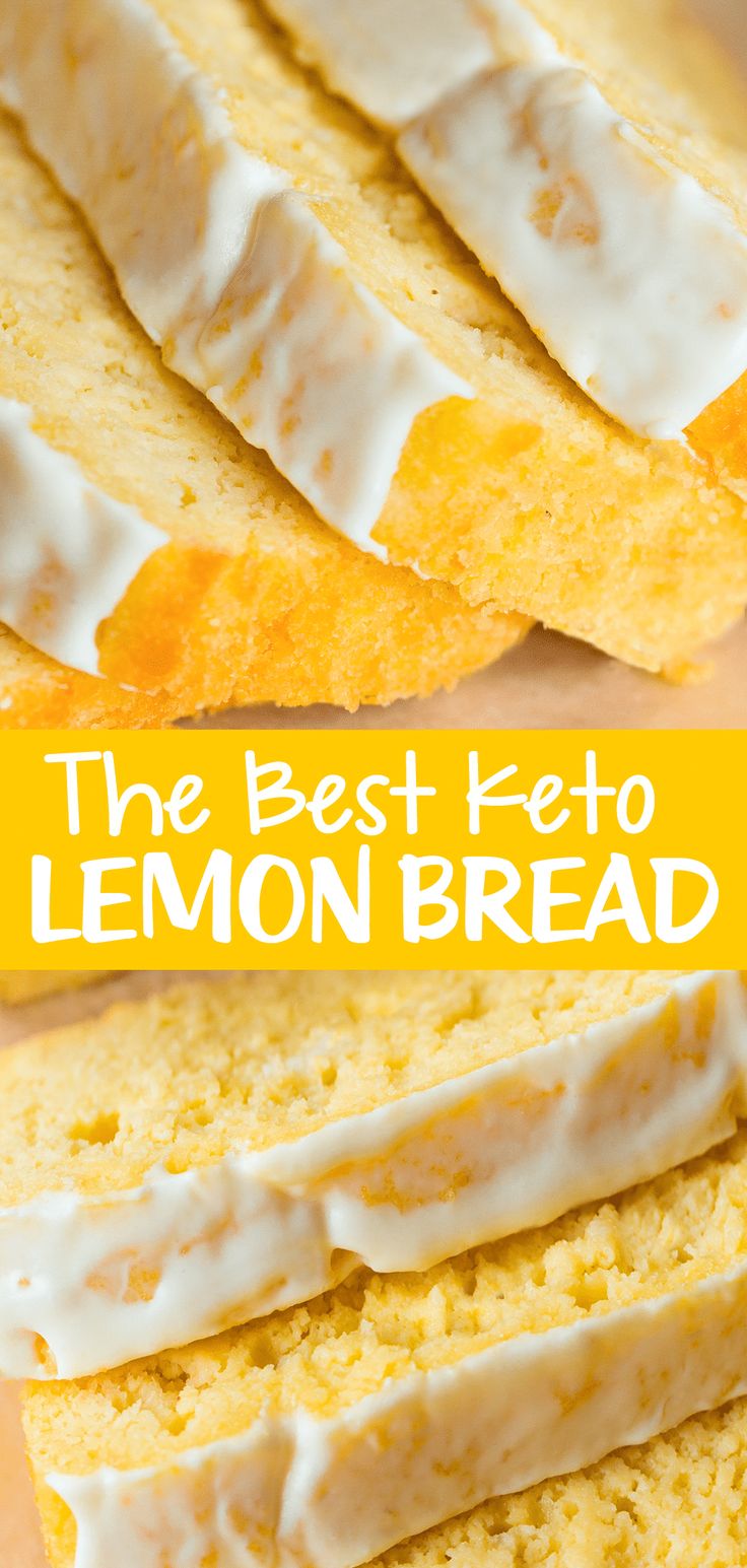 the best keto lemon bread with white icing on top is cut into slices