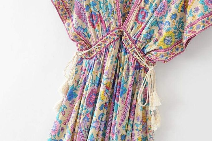 WickedAF Floral Love Birds Maxi Dress Multicolor V-neck Boho Dress For Garden Party, Spring Boho Print Sundress For Beach Cover-up, Multicolor V-neck Boho Dress For Summer, Multicolor Floral Print V-neck Boho Dress, Multicolor Floral Print Boho V-neck Dress, Hippie Dress For Spring Brunch, Bohemian V-neck Dress For Garden Party, Bohemian Flowy Beach Dress For Brunch, Casual Floral Print Boho Dress For Festivals