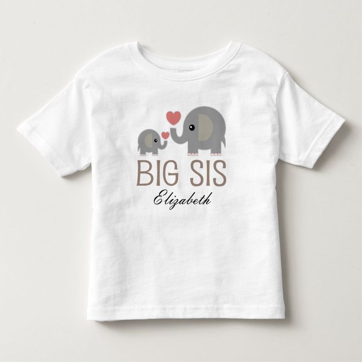 Announce that you will be a big sister with this cute ruffle toddler tee shirt featuring darling elephants and hearts with BIG SIS quote. Add her personalized name. Big Brother Quotes, Cute Elephants, Big Sister Quotes, Brother Birthday Quotes, Baby Nursery Inspiration, Ruffle T Shirt, Toddler Tops, Big Sister Shirt