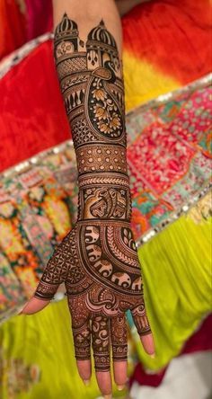 the hand is decorated with intricate designs