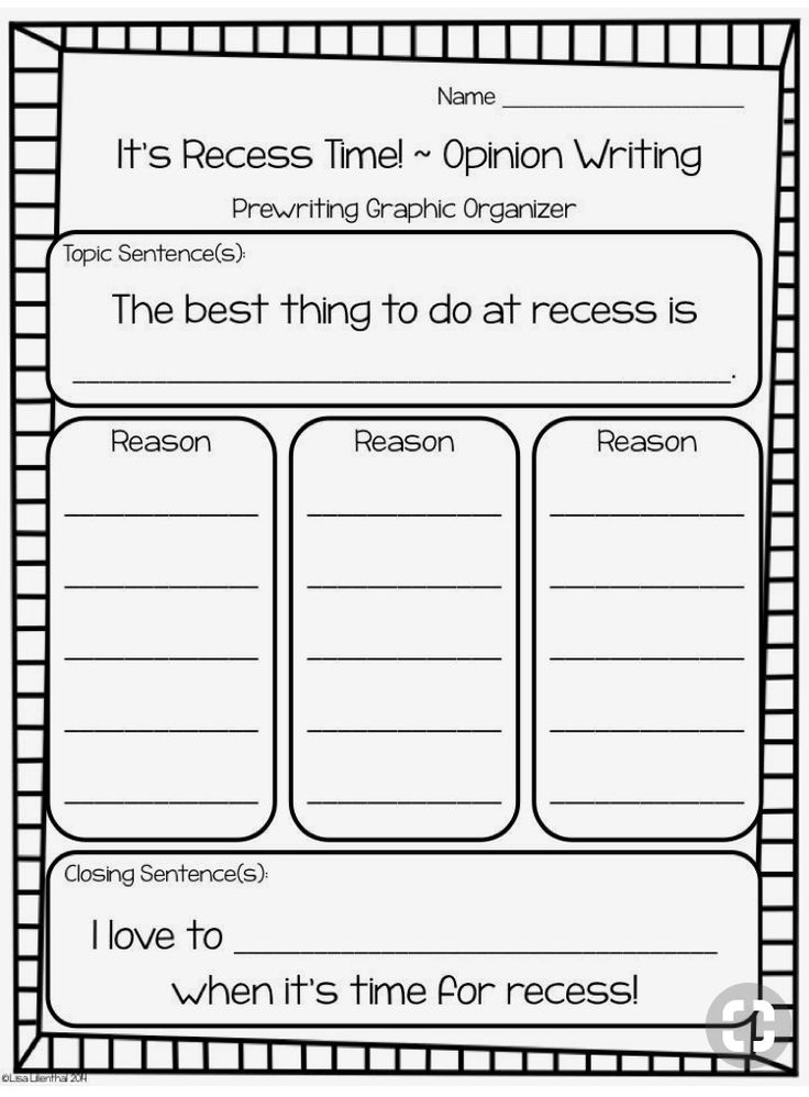 an opinion writing worksheet with the words, it's recess time for reading