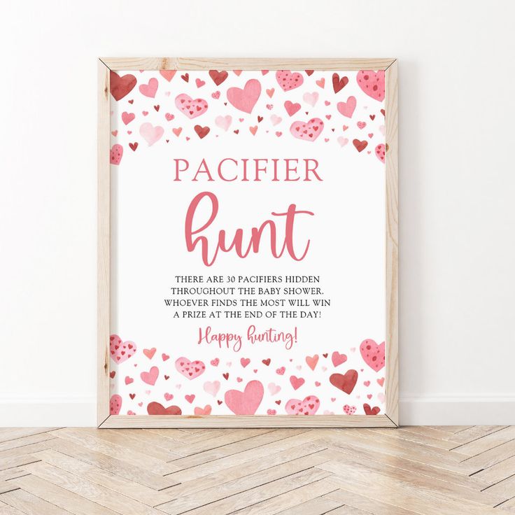 a wooden frame with hearts on it and the words, pacificr hunt written in pink