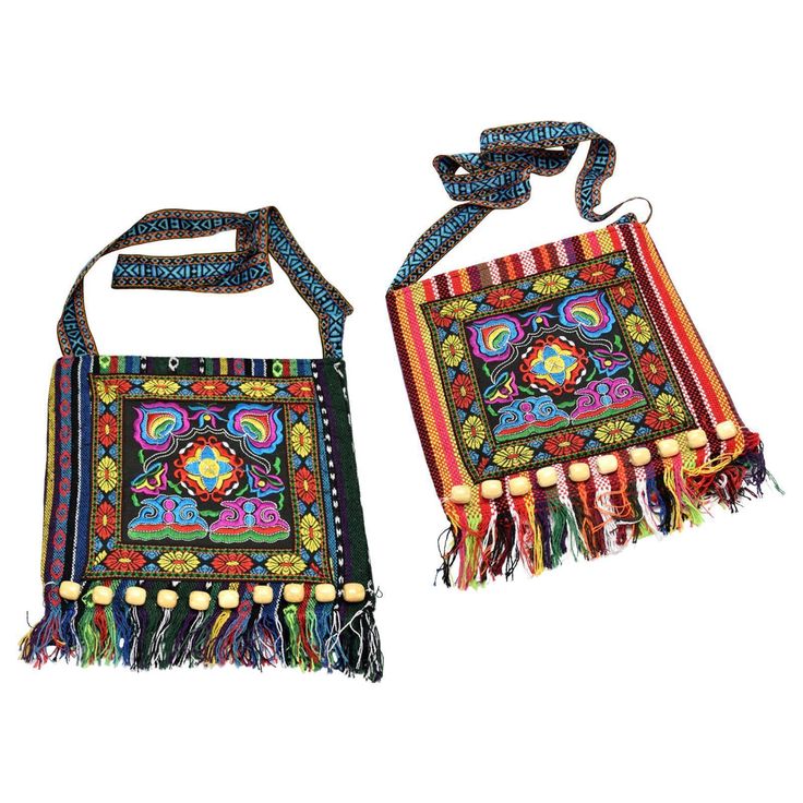 Description: Ethnic Vintage style embroidery women shoulder bag. Both sides are fully embroidered, tassel design, bohemian style for girls, juniors, and women. Design: Pretty, exquisite, colorful and beautiful, very fashion and ethnic, A4 large capacity, can hold mobilephone, keys, lips, wallets, sunglass, other small pieces. Zipper Closure: Zip pockets protects the storage inside and easy to access. Wide Strap: Non adjustable shoulder strap, wide, thick, long strap for comfortable cross when ca Vintage Style Embroidery, Sling Crossbody Bag, Embroidered Shoulder Bag, Women Design, Women Shoulder Bag, Tassel Bag, Gaming Clothes, Bag Handmade, Wide Straps