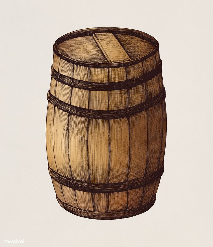 a drawing of a wooden barrel on a white background