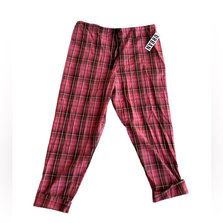 Brand New With Tags Flowy Pink Plaid Pants. One Size Fits All. Pink Wide Leg Pants For Pajama Party, Casual Pink Pants For Pajama Party, Pink Relaxed Fit Pants For Pajama Party, Urban Outfitters Pink Casual Bottoms, Casual Pink Bottoms From Urban Outfitters, Casual Pink Bottoms By Urban Outfitters, Urban Outfitters Relaxed Fit Bottoms For Loungewear, Pink Long Pants For Pajama Party, Urban Outfitters Cotton Lounge Pants