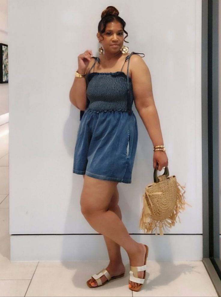 This denim romper is the perfect blend of style and comfort. Relaxed, loose fit and wide leg shorts make it suitable for any body type, and the fabric runs slightly larger than expected for an effortless fit. Model is a size large modeling a size medium Model stats 5'4 height, 36C bust, 37 waist, 42.5 hips. 10/12 size Spring Denim Blue Short-length Jumpsuit, Non-stretch Blue Denim Jumpsuits And Rompers, Fitted Short-length Blue Denim Jumpsuit, Summer Denim Jumpsuits And Rompers, Short Length, Head Shop, Blue Crush, Denim Romper, Body Types, Wide Leg