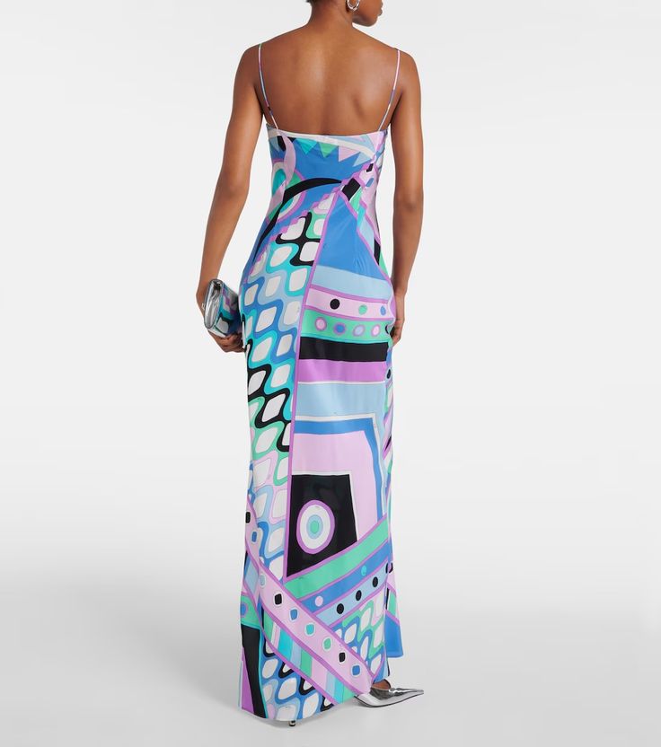 Vivara-printed silk maxi dress in multicoloured - Pucci | Mytheresa Chic Silk Crepe Floor-length Maxi Dress, Chic Floor-length Silk Crepe Maxi Dress, Summer Evening Silk Crepe Maxi Dress, Evening Silk Crepe Maxi Dress, Silk Crepe Evening Maxi Dress, Silk Crepe Maxi Dress For Party, Silk Floor-length Maxi Dress For Evening, Silk Floor-length Evening Maxi Dress, Floor-length Silk Maxi Dress For Evening