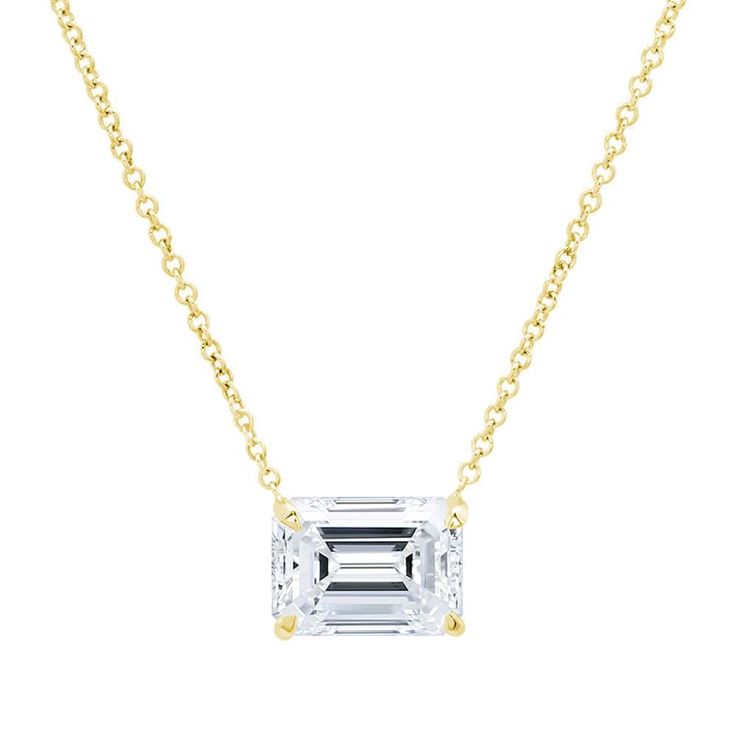 Emerald Cut Diamond Solitaire Pendant Necklace Emerald Cut Necklace, Emerald Cut Solitaire, Diamond Solitaire Pendant, 3 Stone Engagement Rings, Honest Beauty, Solitaire Necklace, Solitaire Pendant Necklace, Diamond Solitaire Necklace, Halo Earrings