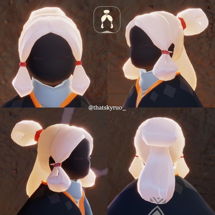 four different views of a woman's head with hair in the shape of an animal