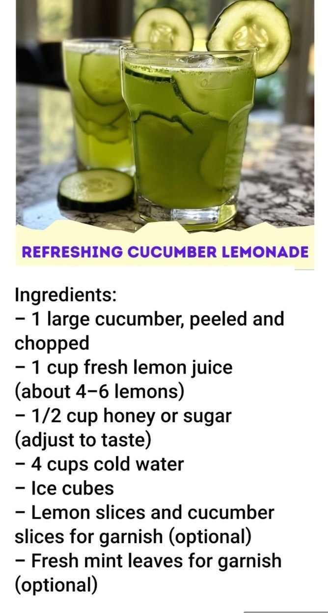 the recipe for cucumber lemonade is shown