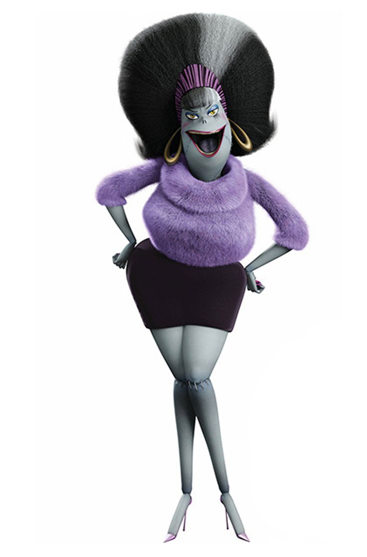 the animated character is dressed in an outfit and wig, with her hands on her hips