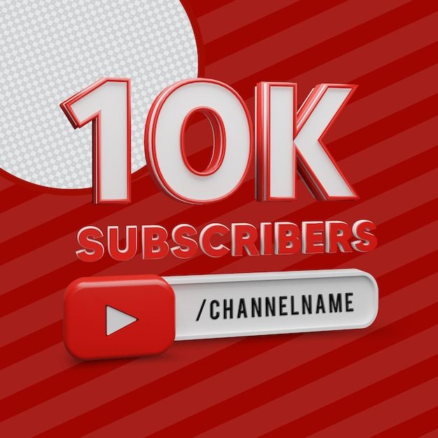 the words 10k subs are displayed on a red background with a white circle