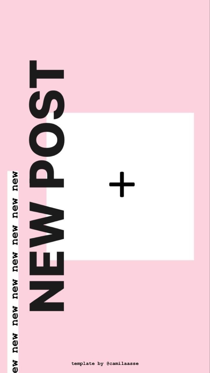 a pink poster with the words new post and an arrow on it's side