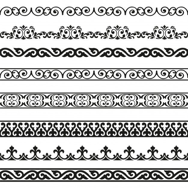 Decorative seamless borders vintage design elements set Premium Vector Border Embroidery Designs Patterns, Greek Pattern, Vector Border, Geometric Border, Border Embroidery Designs, Border Embroidery, Band Tattoo, Logo Vintage, Border Pattern