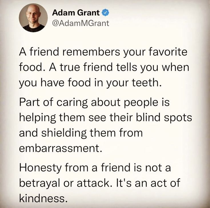 an ad for adam grant on twitter with the caption that reads,'a friend remembers your favorite food a true friend tells you when you have food in your teeth