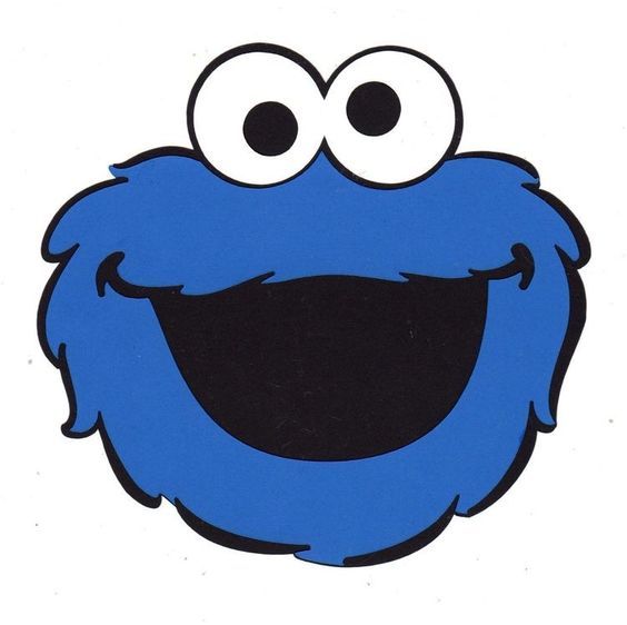 an image of a blue cookie monster face