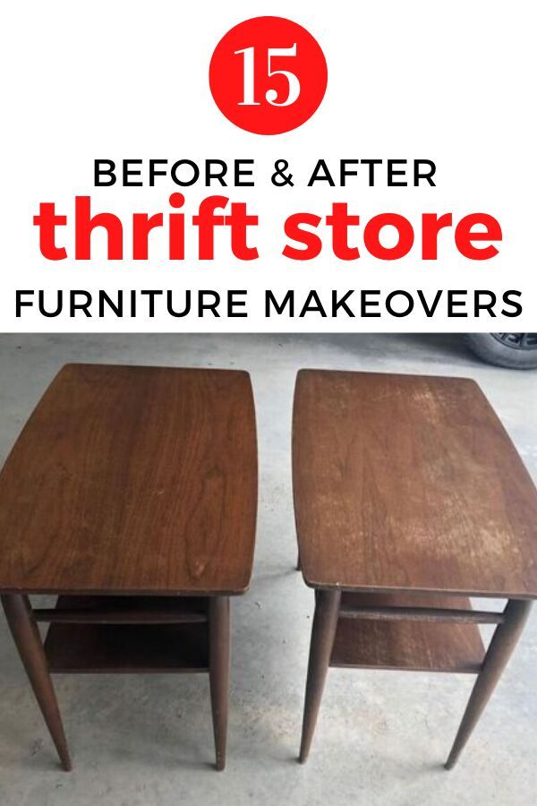 two wooden tables with the words before and after thrift store furniture makeovers