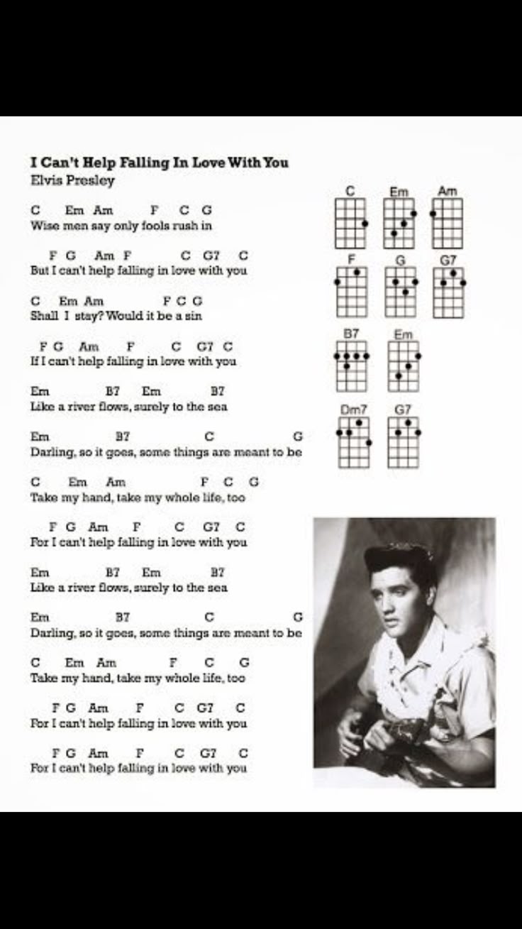 the guitar chords for elvis presley's i can't help falling in love with you