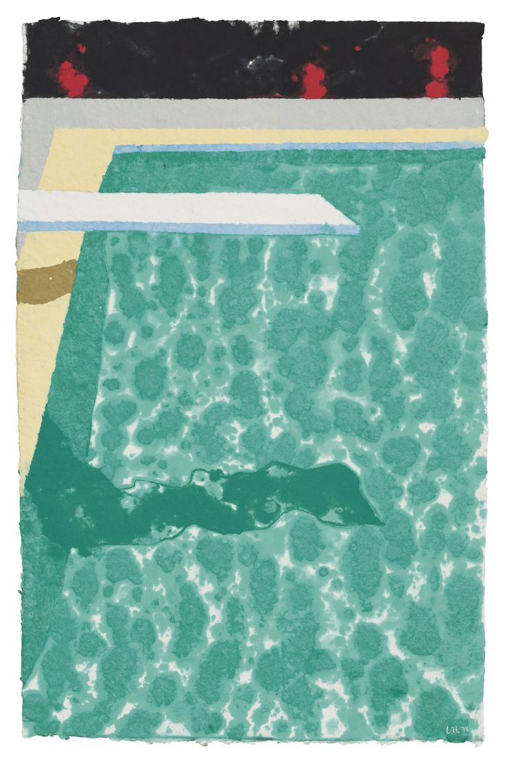 an image of a painting with water in the pool and sun reflecting off it's surface