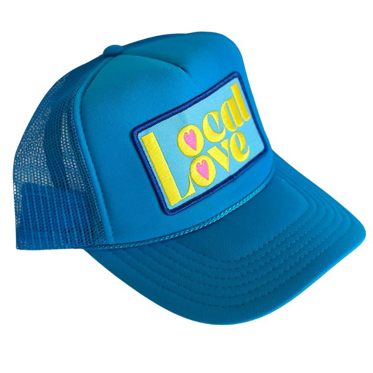 Local Love II Trucker Hat This his or hers trucker is part of our 2024 Originals Trucker Collection. Cute and perfect for your next day in the sun. So many fun and original styles to choose from! So light, medium/high profile and a perfect addition to your growing hat collection. 5 Panel Foam Mesh Back Trucker, Pro Style Adult Sizing 100% Poly Foam Front, 100% Nylon Back Designed and Finished in Sunny San Diego Cheap Multicolor Letter Print Trucker Hat, Blue Fun Snapback Hat For Summer, Fun Blue Snapback Hat For Summer, Fun Blue Trucker Hat For Vacation, Blue Trucker Hat For Vacation, Trendy Blue Trucker Hat For Vacation, Blue Flat Brim Snapback Hat For Summer, Blue Trucker Hat For Spring Vacation, Summer Blue Adjustable Trucker Hat