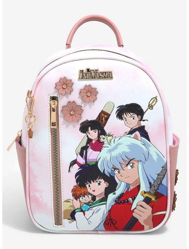 an anime character backpack with the characters on it's front and side zippers