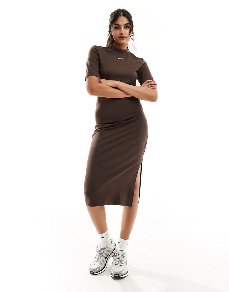 Dresses by Nike Low effort, high reward High neck Short sleeves Nike embroidery on front Side slit Regular fit Nike Dress, Nike Embroidery, Pentecostal Outfits, Nike Dresses, Leggings Sale, Plus Size Skirts, Long Sleeve Floral Dress, Leather Dresses, Satin Slip Dress