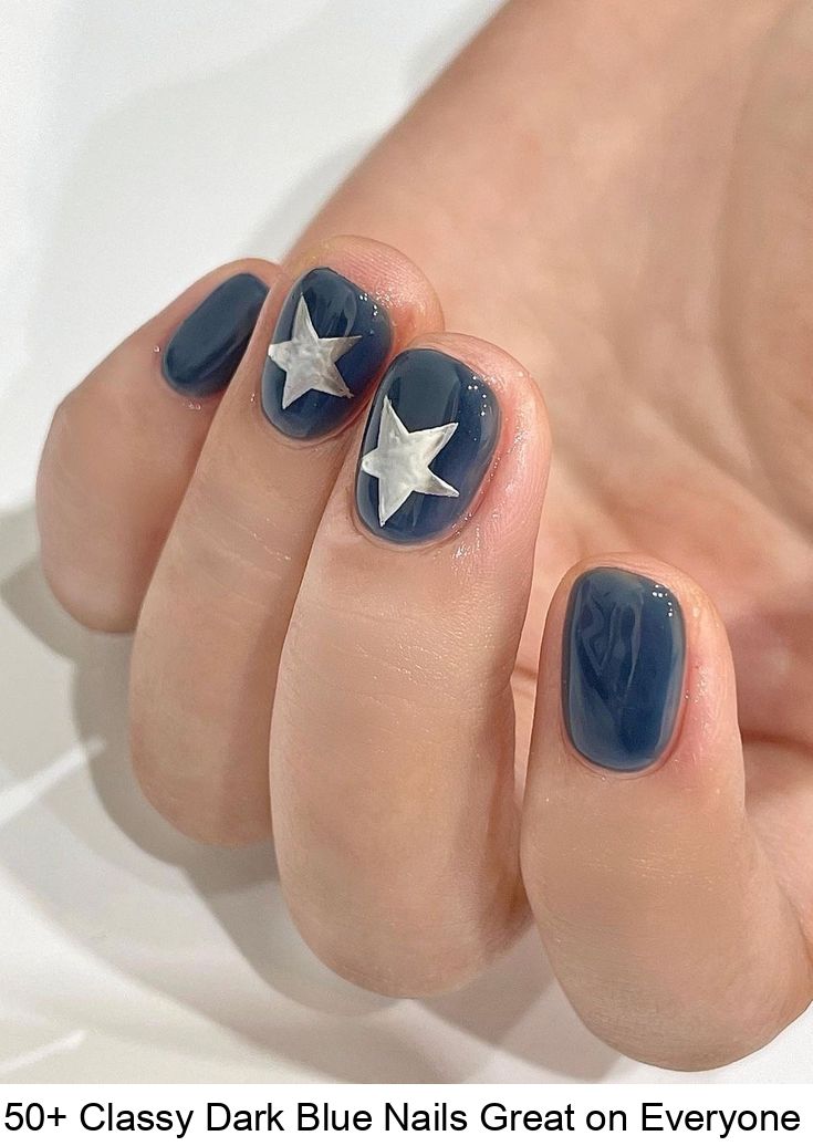 Take your nails from drab to fab with these stunning Korean-inspired dark blue nails—perfect for any occasion! Dark Korean Nails, Nail Art Dark Blue, Dark Blue Nails Short, Blue Korean Nails, Korean Nails Short, Shorts Nails, Dark Blue Nails, Korean Nail Art, Korean Nails