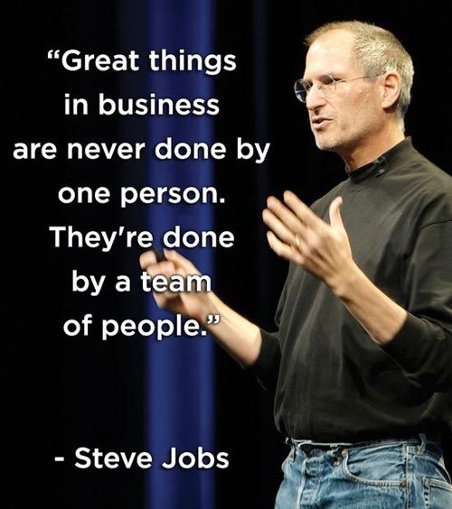 steve jobs standing in front of a black background with a quote from steve jobs on it