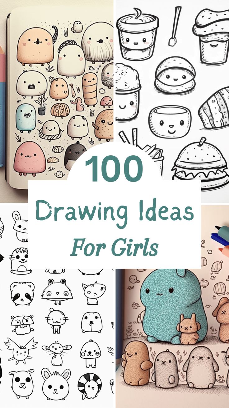 the top 100 drawing ideas for girls are in this collection, including drawings and pencils