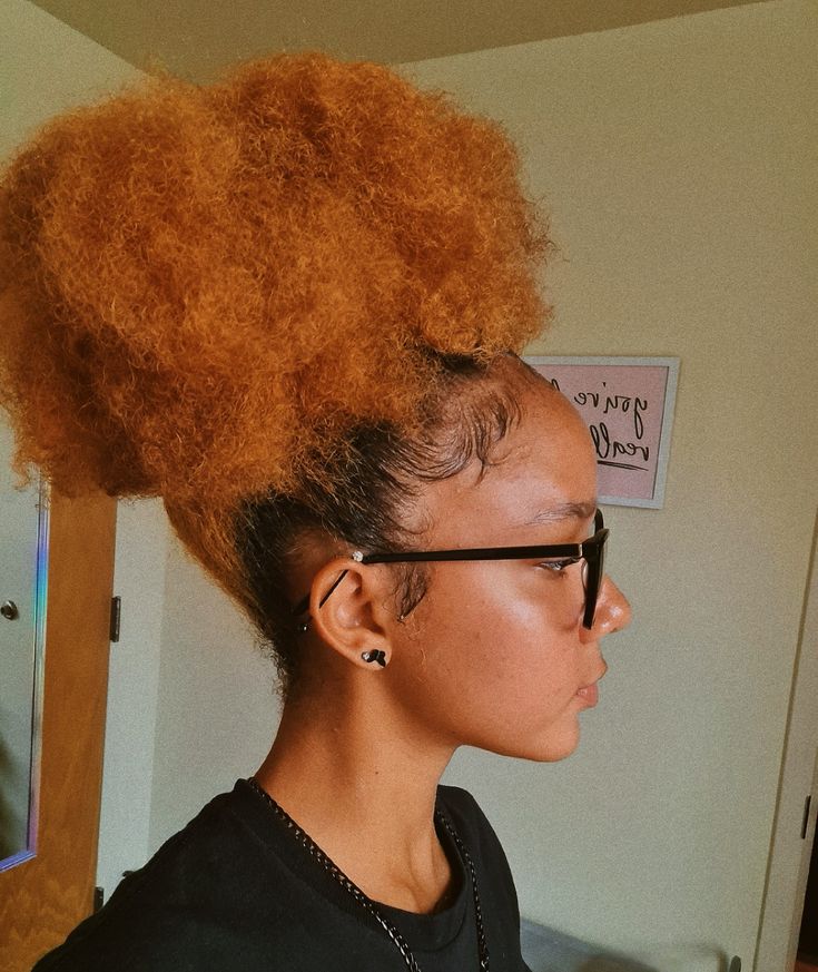 high puff ♡ #blackgirl #natural #inspo #ginger Ginger 4c Hair, High Puff Natural Hair, Afro Hair Dye, High Puff, Dyed Natural Hair, Natural Hair Beauty, Hairdos For Curly Hair, Pretty Hair Color, Afro Hair