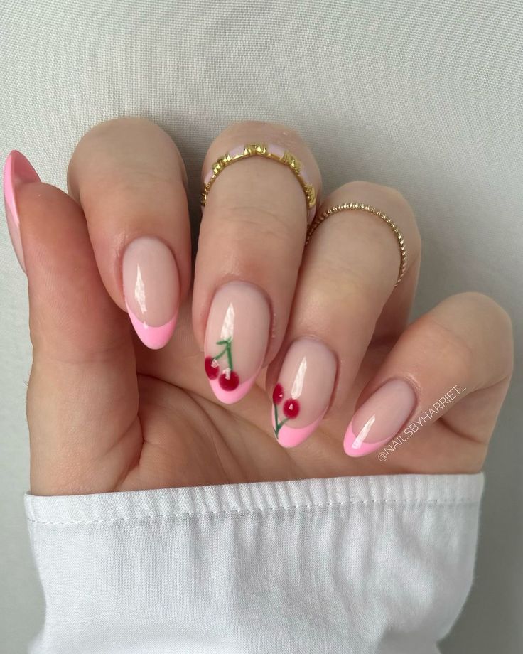 20 Cute And New Summer Nails You'll Love Summer Cherry Nails, Sky Blue Nails, Elegant Nail Art, Nail Drawing, Coral Nails, Cherry Nails, Daisy Nails, Cute Summer Nails, Nail Photos