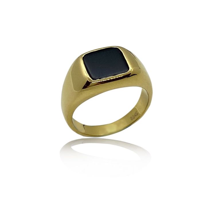 MELIGreece's classic style 14k yellow gold unisex ring with one square-shaped black onyx. Black Onyx gives you power to keep trying until you accomplish a goal, is also popular as a talisman to protect you against evil spirits. Ring size: That ring can be made in our workshop at any size, upon request. 14k solid gold signet ring with a natural onyx in black color hand made in MELIGreece's workshop in Athens. Timeless solid gold male or female ring with square design, accompanied by an elegant je Classic Onyx Rings For Promise, Modern Yellow Gold Signet Ring With Black Enamel, Classic Onyx Promise Ring, Gold Onyx Ring Perfect As A Gift, Gold Onyx Ring As A Gift, Gold Onyx Ring Perfect For Gifts, Classic Yellow Gold Onyx Rings, Modern Yellow Gold Onyx Signet Ring, Gold Onyx Signet Ring For Formal Occasions