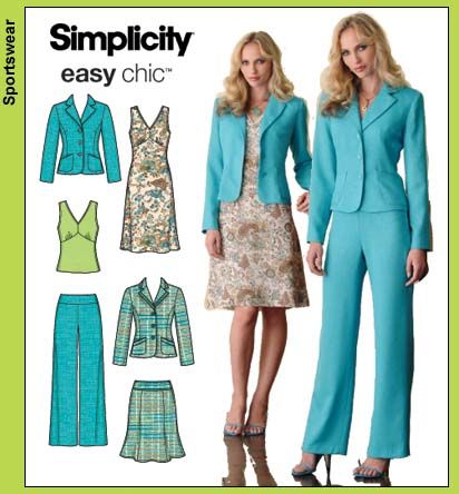 a woman in a blue suit and jacket with two different outfits on the same page