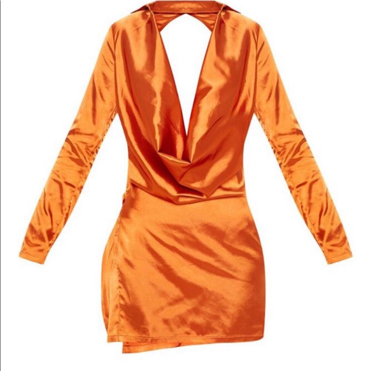 Brand New Dress, Sexy Split, Cowl Neck. Never Worn Tags Still On Dress!!!!!!! Orange Backless Party Dress, Orange Backless Mini Dress For Party, Orange Backless Dress For Night Out, Orange Backless Dress For Date Night, Backless Orange Dress For Date Night, Orange V-neck Mini Dress For Evening, Orange V-neck Bodycon Dress For Party, Orange V-neck Bodycon Party Dress, Orange Bodycon Dress For Party