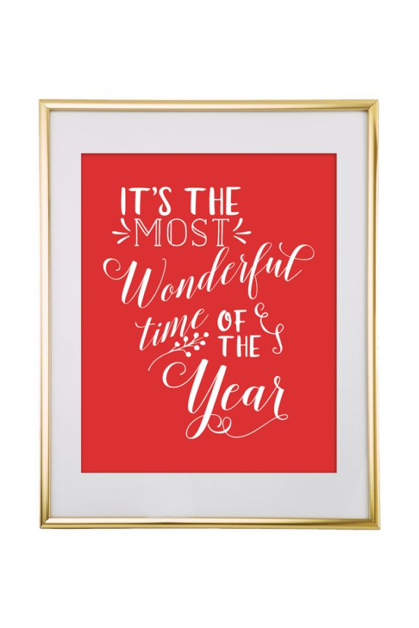 it's the most wonderful thing of the year in red and gold framed print