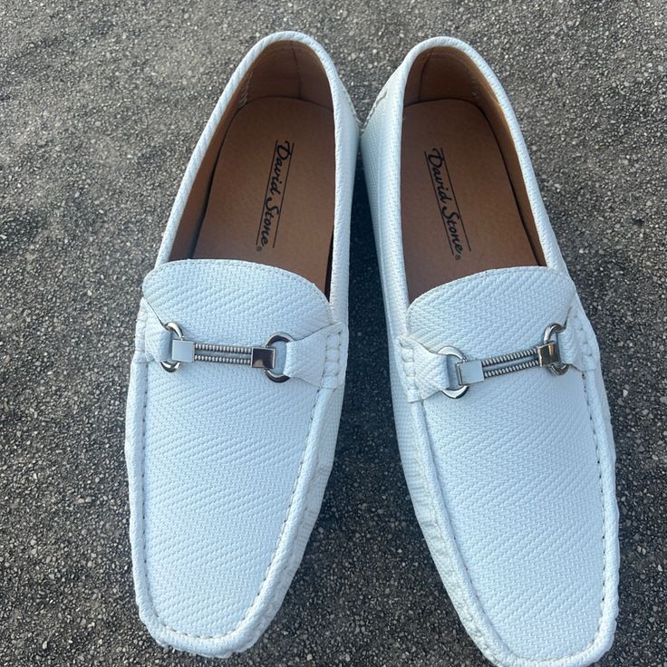 These Are Perfect For Spring! Weddings, Church, Date Nights, Easter, Etc! They’re ! White Round Toe Dress Shoes For Summer, Summer White Round Toe Dress Shoes, Formal Summer Moccasins With Almond Toe, Formal Almond Toe Moccasins For Summer, Classic White Almond Toe Slip-ons, Summer Formal Almond Toe Moccasins, Formal Summer Almond Toe Moccasins, White Fitted Round Toe Loafers, White Fitted Loafers With Round Toe