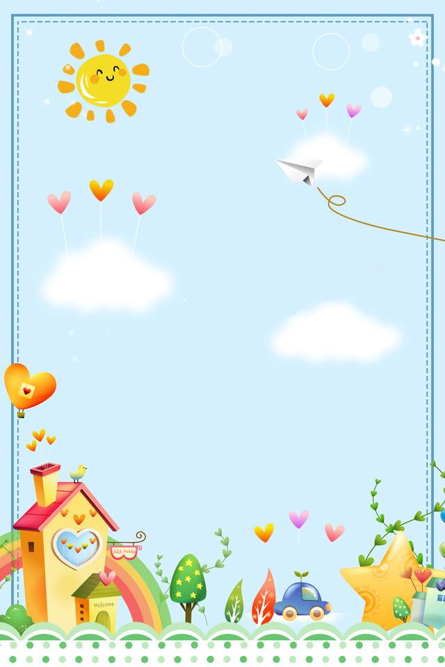 an image of a child's wallpaper with clouds and sun in the sky