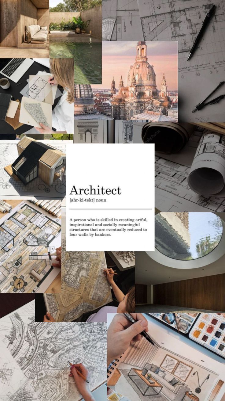 an image of architecture collage with people working on it