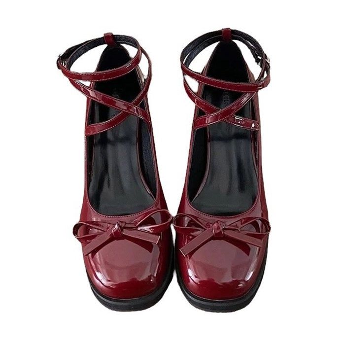 Material: Vegan Leather Run small, please review the sizing information Cool Shoes Vintage, Soft Grunge Shoes, My Dream Shoes, Red Clothing Aesthetic, Red Shoes Aesthetic, Vintage Clothes Aesthetic, Pastel Goth Shoes, Red Mary Janes, Red Mary Jane Shoes