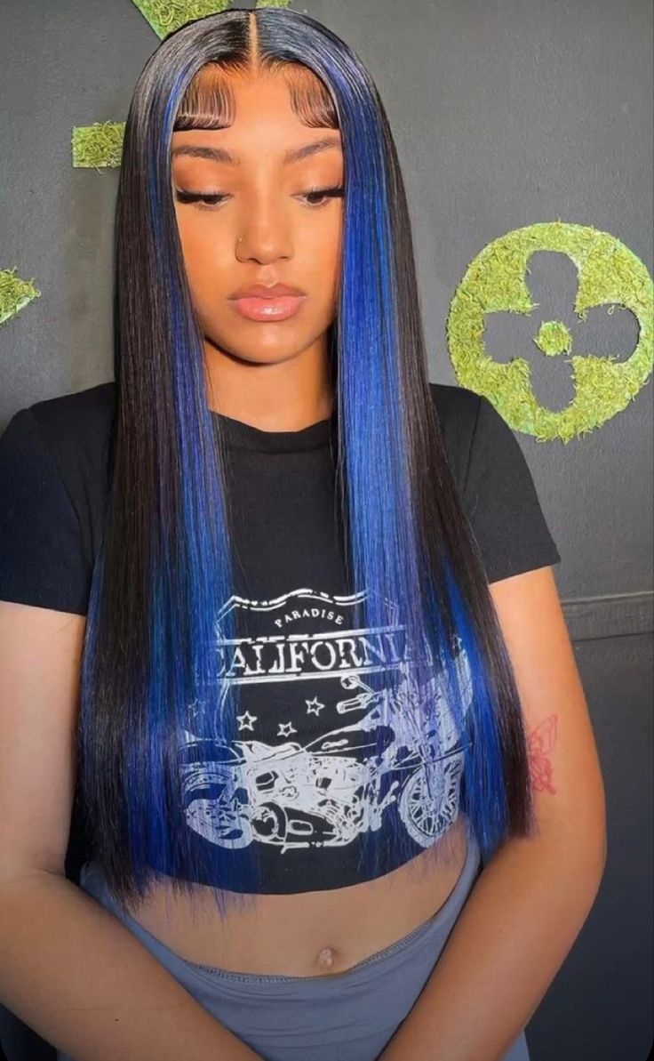 Black And Blue Sew In, Blue Sew In, Brown Hair Sew In, Lace Fronts, Sew In Hairstyles, Birthday Hairstyles, Black Ponytail Hairstyles, Hair Color Streaks, Braided Ponytail Hairstyles