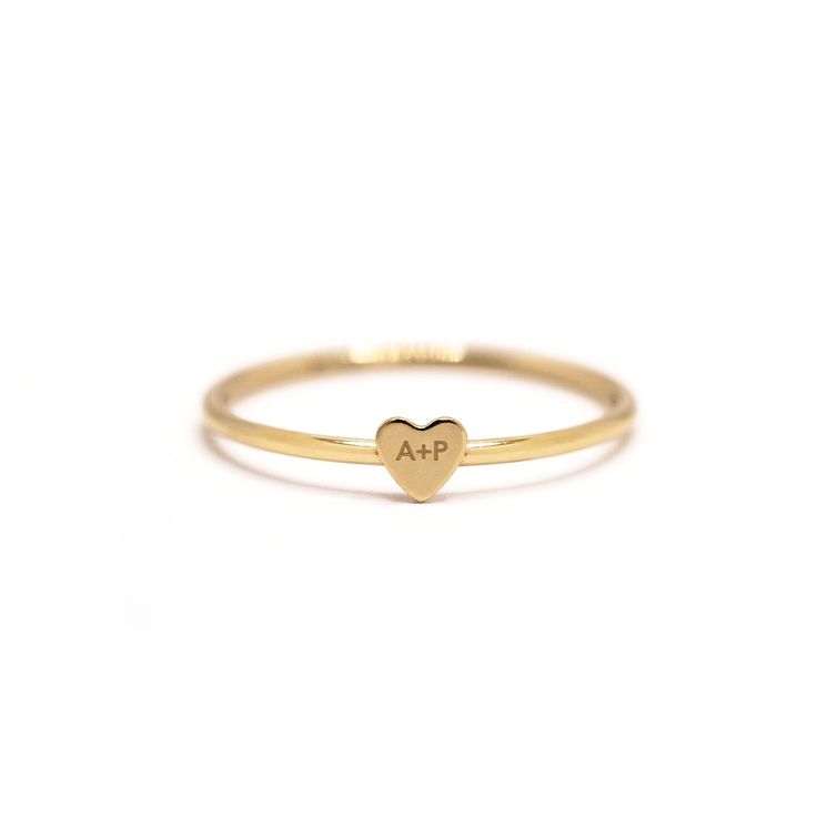 Engrave your initial with a loved ones initial onto this modern tiny heart ring. It's perfect as a couples and friendship gift. Please write the 2 initials you would like to engrave on the Notes box in the Shopping Cart. Gold Vermeil Laser Engraving Hypoallergenic, lead and nickel free Heart Height 3.5mm Band 1mm #R108 Heart Couple, Gold Initial Ring, Gold Bond, Initial Ring, Tiny Heart, Friendship Gifts, Gold Vermeil, Shopping Cart, Laser Engraving