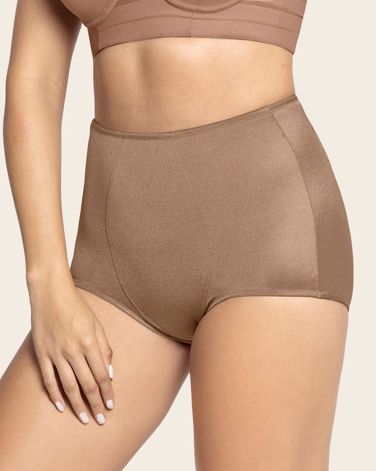 High-cut classic shaper panty#color_857-brown Posture Corrector Bra, Tela Lisa, Shaper Panty, Compression Garment, Posture Corrector, Legging Sport, Dark Taupe, Support Bras, Sports Leggings