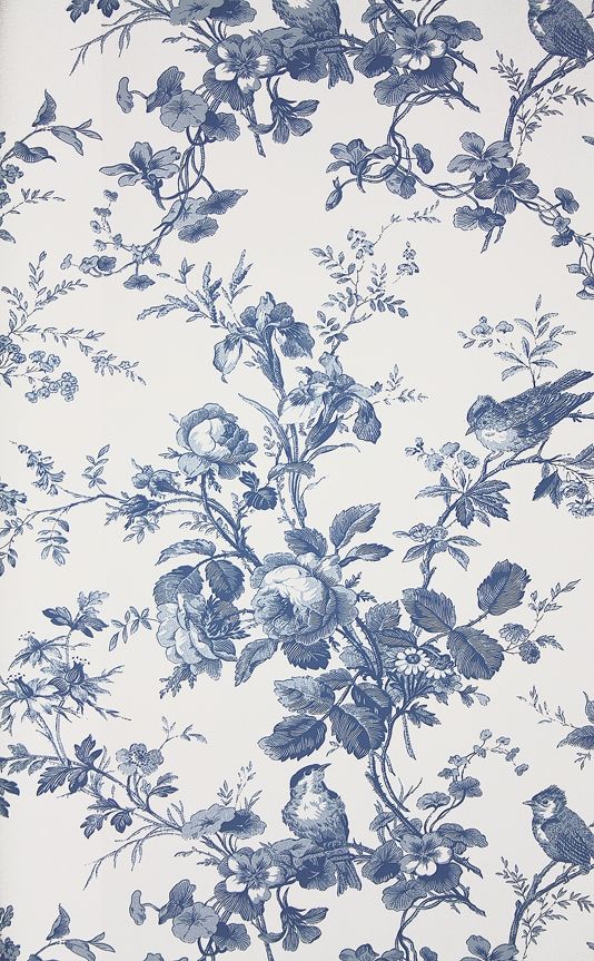 an image of a wallpaper with flowers and birds on it's side in red