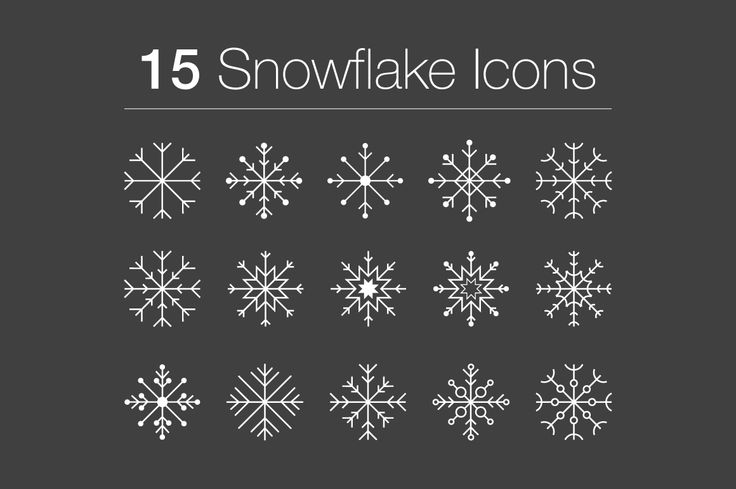 snowflake icons are shown in white on a black background with the text 15 snowflake icons